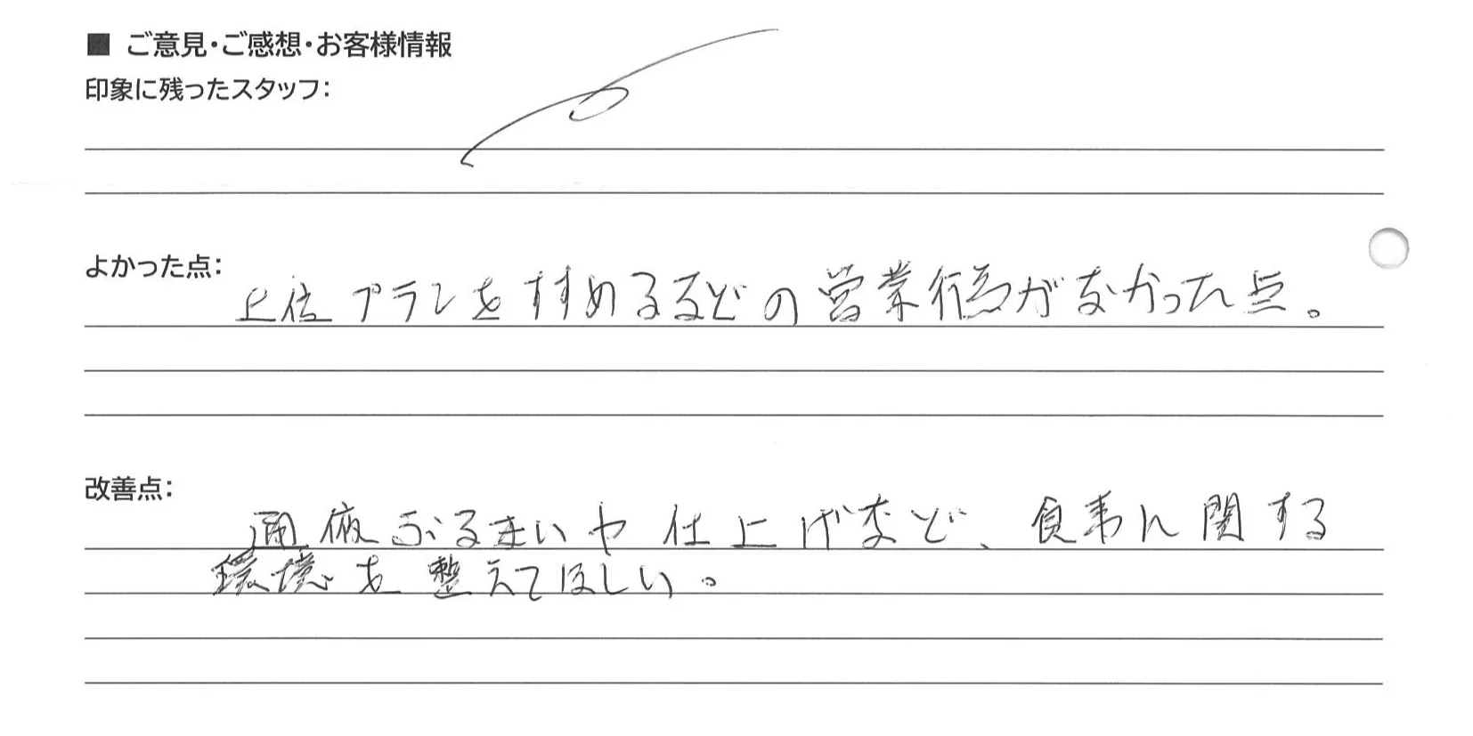 栗東市 I・O様の手書きアンケート